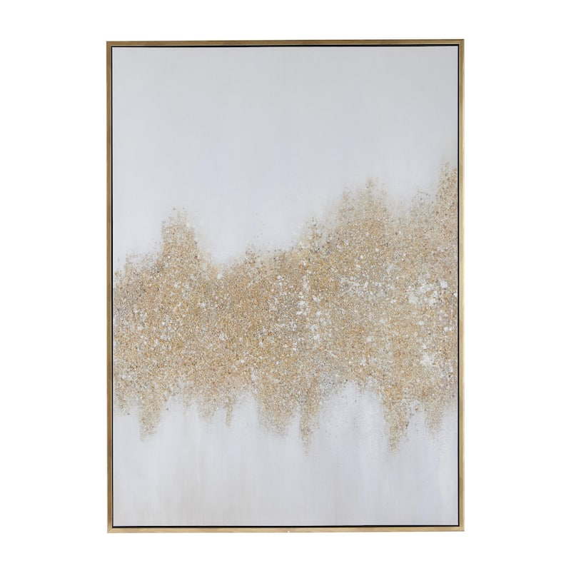 CosmoLiving by Cosmopolitan Canvas Glitter Flakes Geode Living Room Framed Wall Art with Gold Frame
