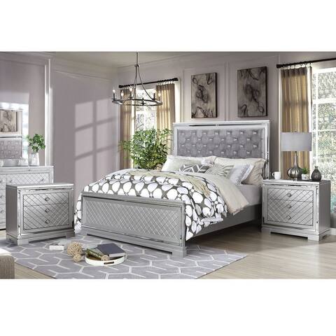 Furniture of America Seleena Silver 3-piece Bed and Nightstands Set