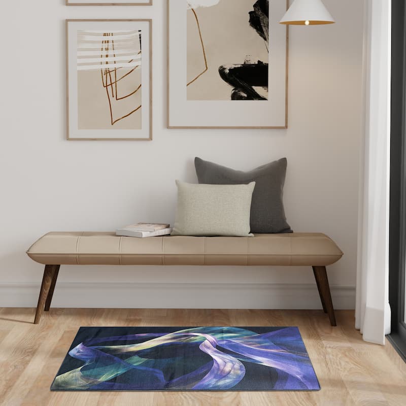 Nourison Washables Indoor only Blue Abstract Area Rug