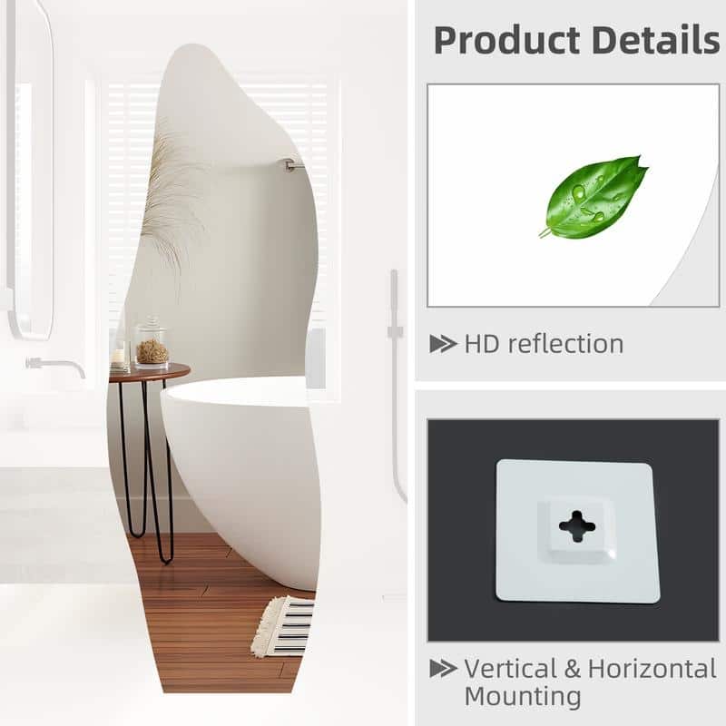 Irregular Cloud Frameless Wall Mirror Wall Mounted Modern Decorative Hanging for Bathroom Bedroom Living Room Entryway