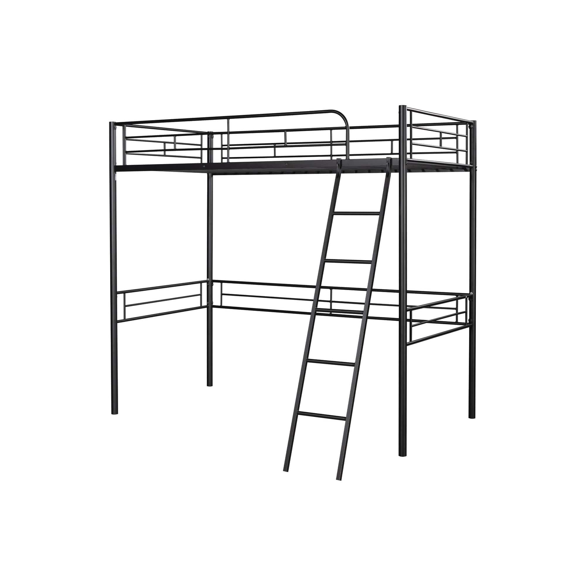 Metal Twin Size Loft Bed Frame with Stairs, Safety Side Rail - Bed Bath ...