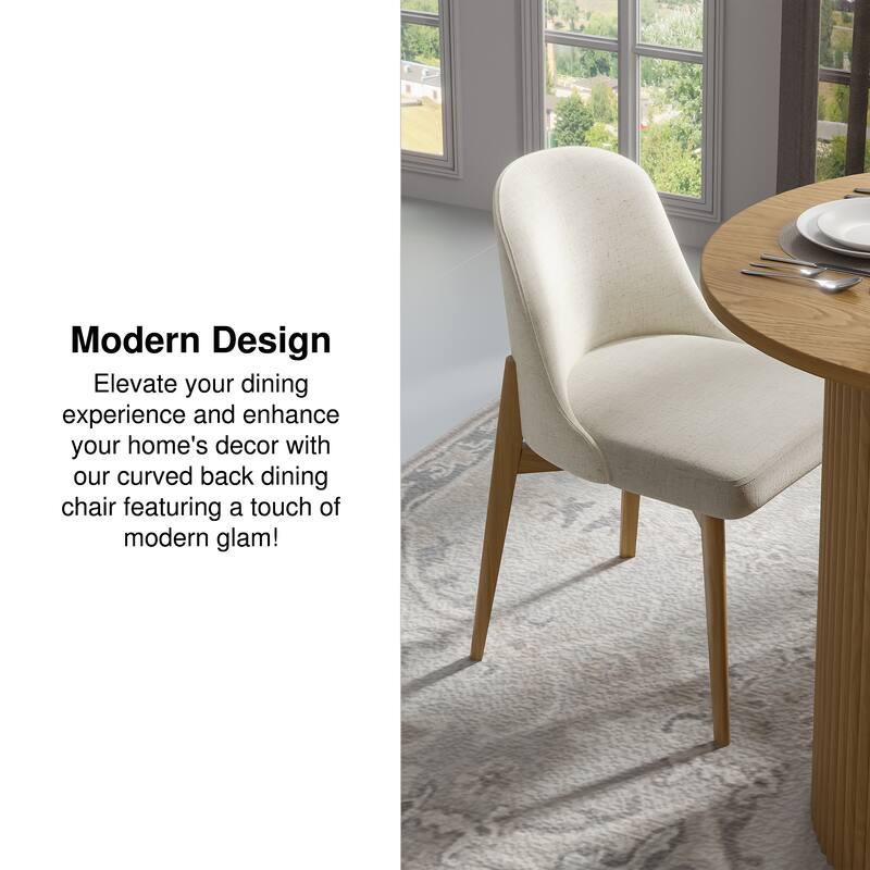 2Pcs Dining Chairs Modern Fabric Upholstered Kitchen Side Chairs with Natural Wood Legs Comfy Armless Side Chair