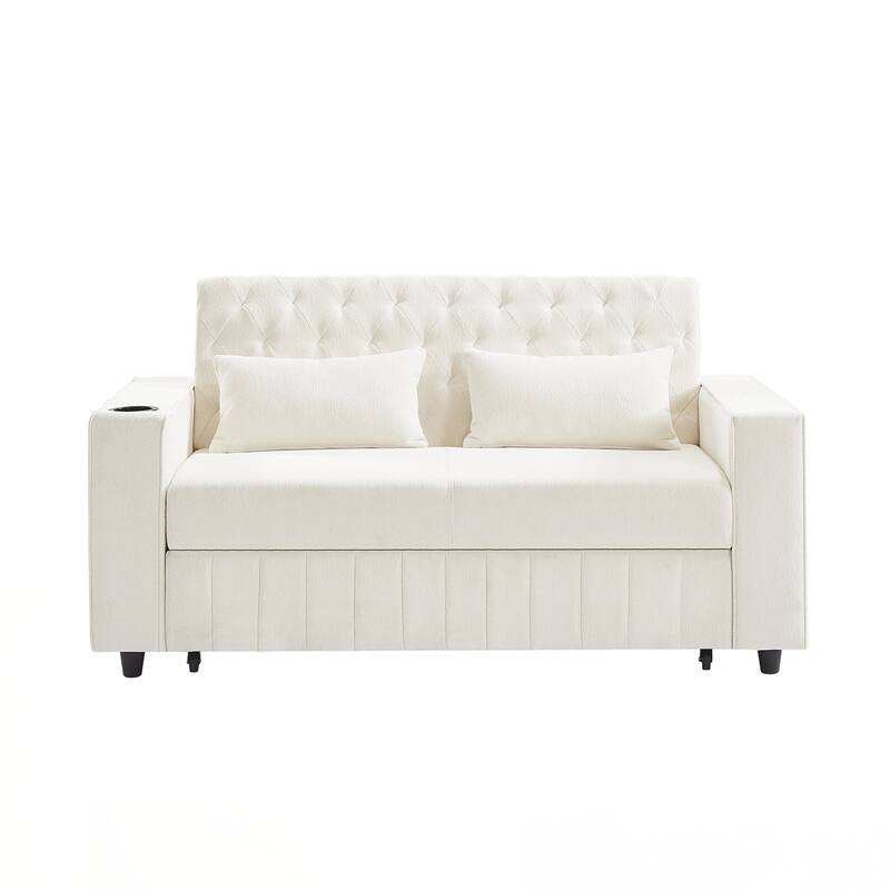 Pull-out Sofa Bed Convertible Couch Loveseat Sofa Modern Sleeper Sofa with Adjustable Backrest for Living Room