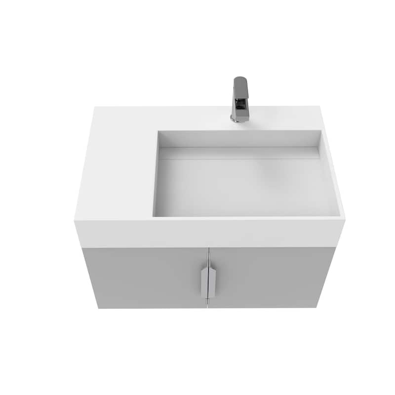 Amazon 30" Wall Mounted Bathroom Right Basin Vanity Set w/ White Top