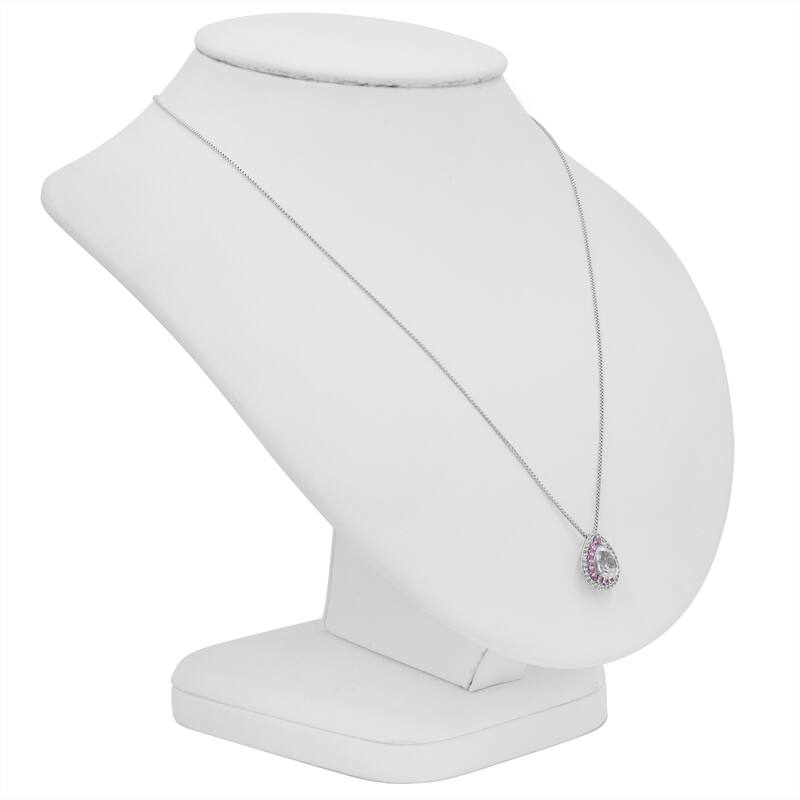 Amanda Rose Collection Lab Created Pink and White Sapphire Pendant Necklace in Sterling Silver