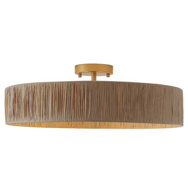 5-Light Natural Raffia Semi Flush Mount Ceiling Light- Farmhouse Rustic - 21.65"x21.65"x7.2"