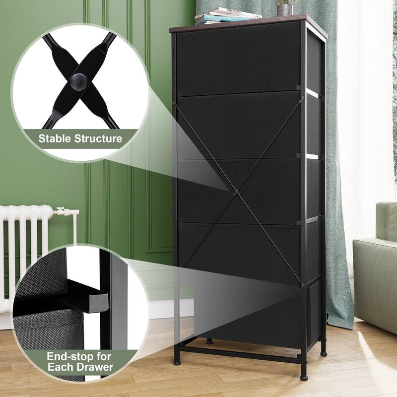 Crestlive Products Household 5-Drawer Vertical Dresser Storage Chest