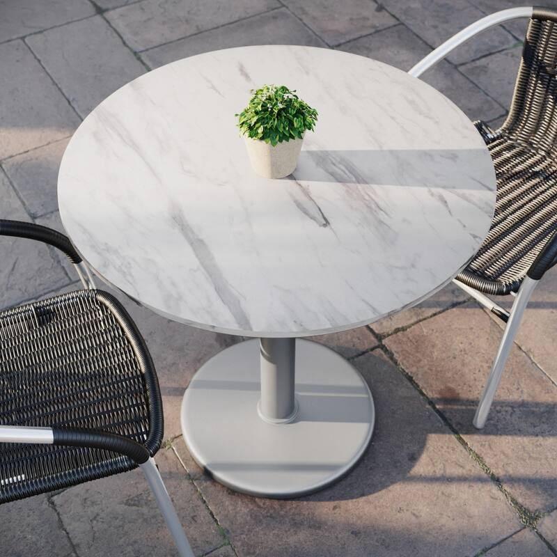 Commercial All-Weather HPL Tabletop with Round Base