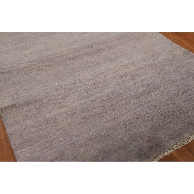 Hand Knotted Oriental 100% Wool Carpet Modern Modern Greys & Charcoal Gabbeh Area Rug - 4' 0'' X 2' 7''