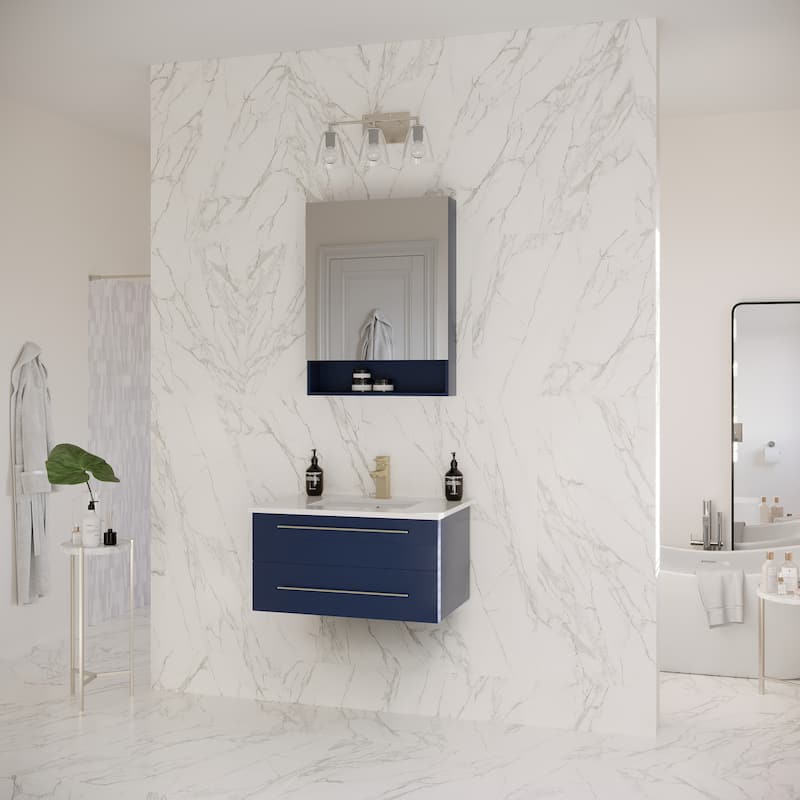 Fresca Lucera 30" Wall Mounted Single Basin Vanity Set with Cabinet,
