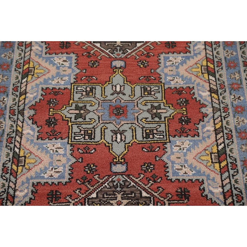 Geometric Heriz Serapi Indian Rug Hand-Knotted Wool Carpet - 4'0"x 6'0"