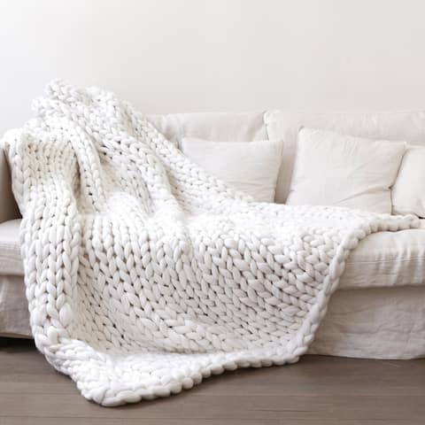 Chunky Knit Blanket Soft Hand Knitted Blanket Sofa Bed Throw for Home