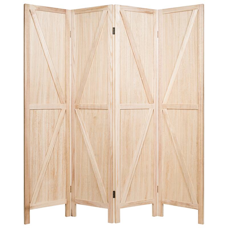 Costway 4Panels Folding Wooden Divider W/ V-shaped Design 5.6Ft Tall