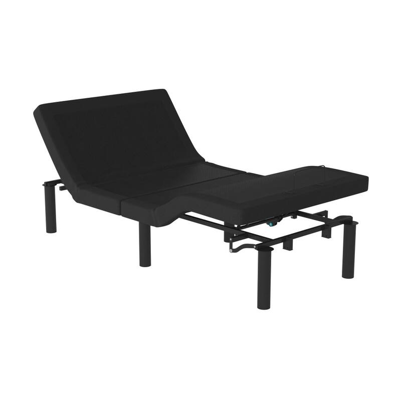 Upholstered Adjustable Bed Base with Wireless Remote in Black
