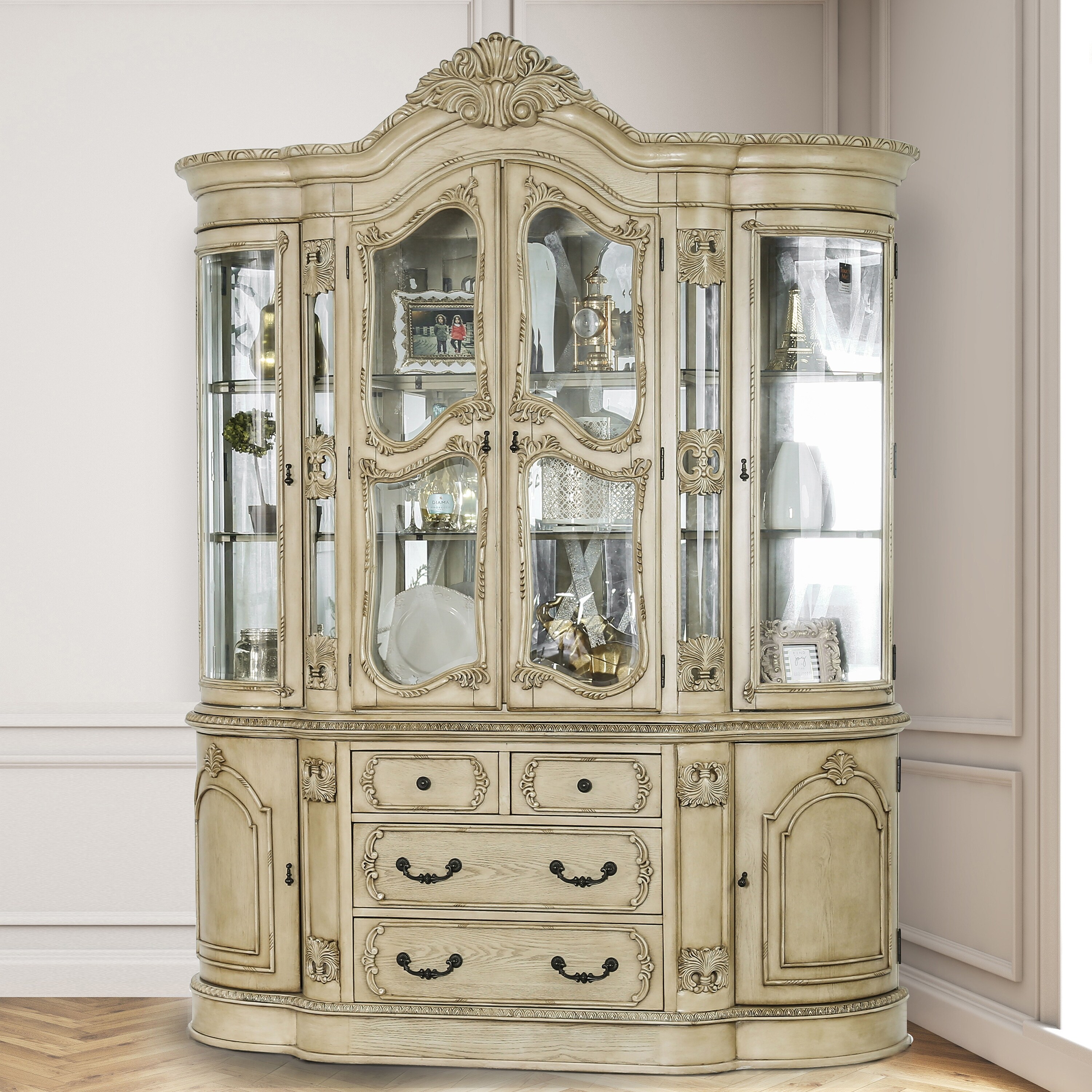 Furniture Of America Tise Traditional White Solid Wood China Cabinet On Sale Overstock 20004651