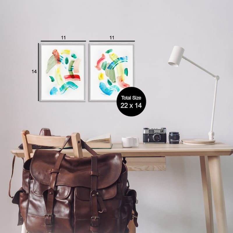 Stupell Macarana Abstract Hues Framed Giclee Art Design By Gemma Bardot (Set of 2)