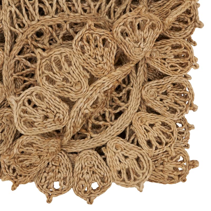 Jute Table Runner with Stitched Design - 13"x54"
