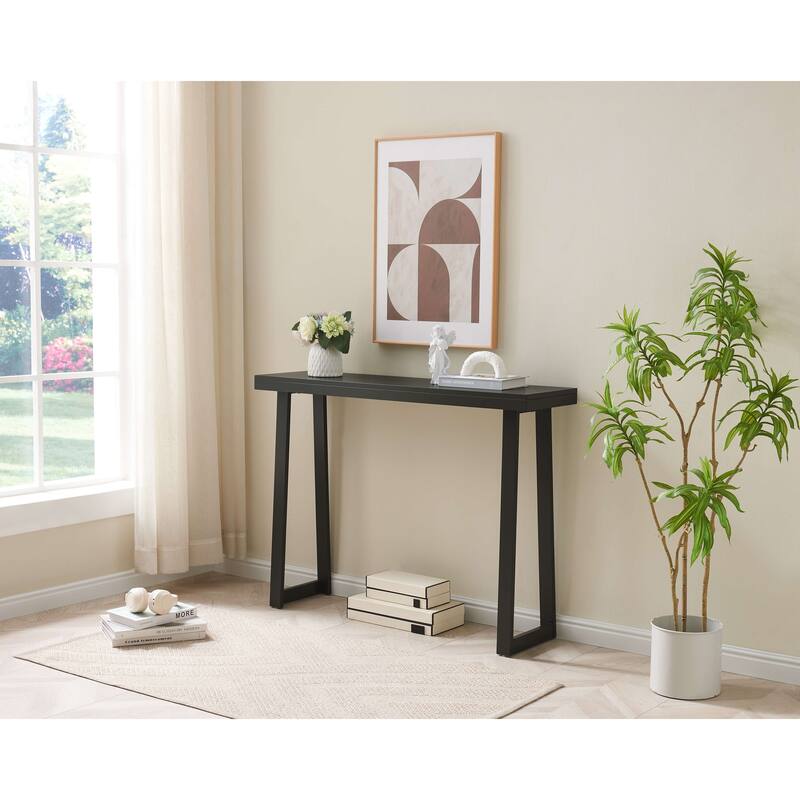 Claude Collection Wood 44" Modern Console Table with Shelf - Caviar