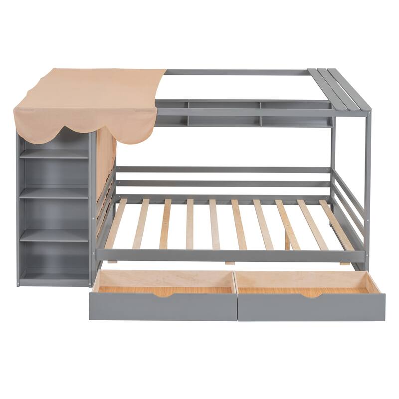 House Bed with Multiple storage spaces