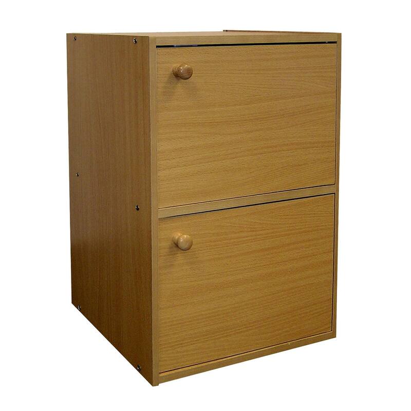 Vertical Natural Wood Bookcase with Doors and Shelves Perfect for Bedroom Storage and Display - 24-Inch