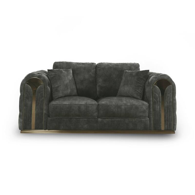 Divani Casa Dosie Transitional Grey Velvet Loveseat