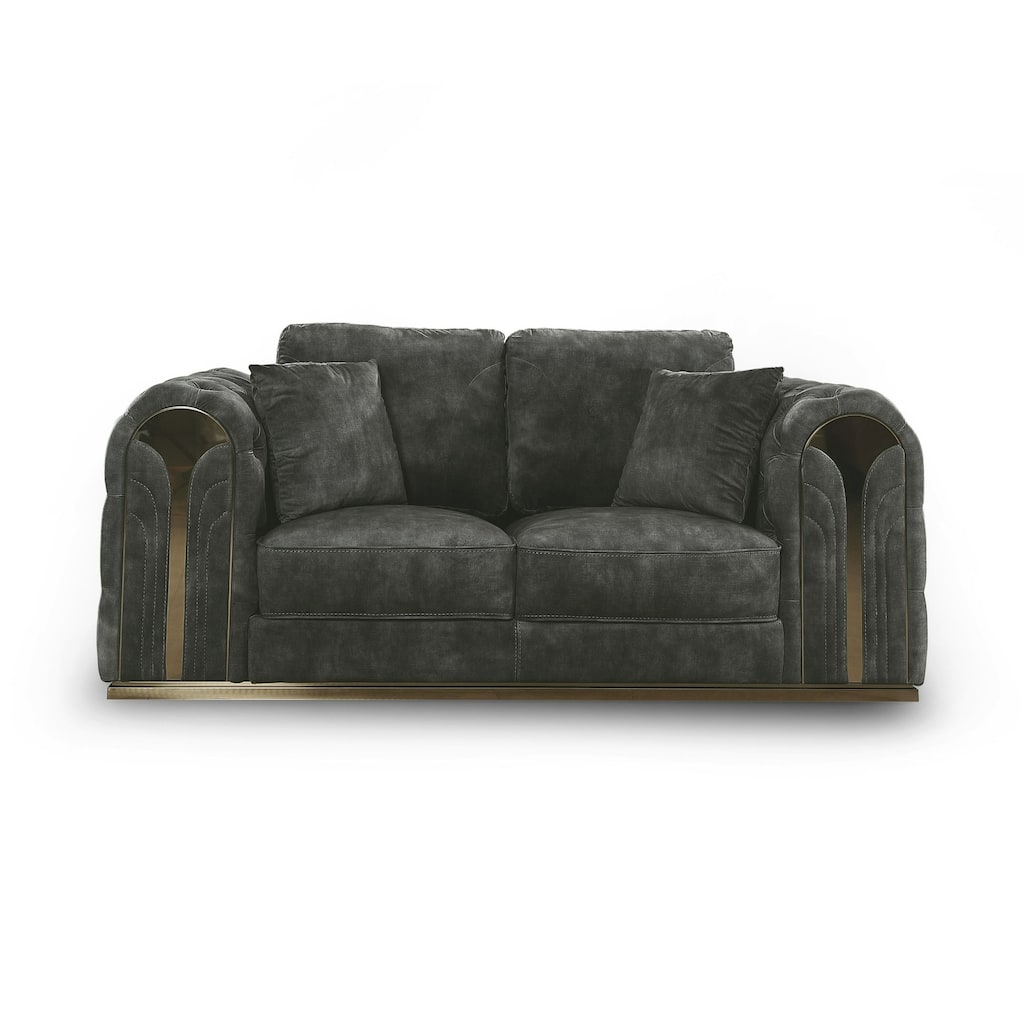 Divani Casa Dosie Transitional Grey Velvet Loveseat