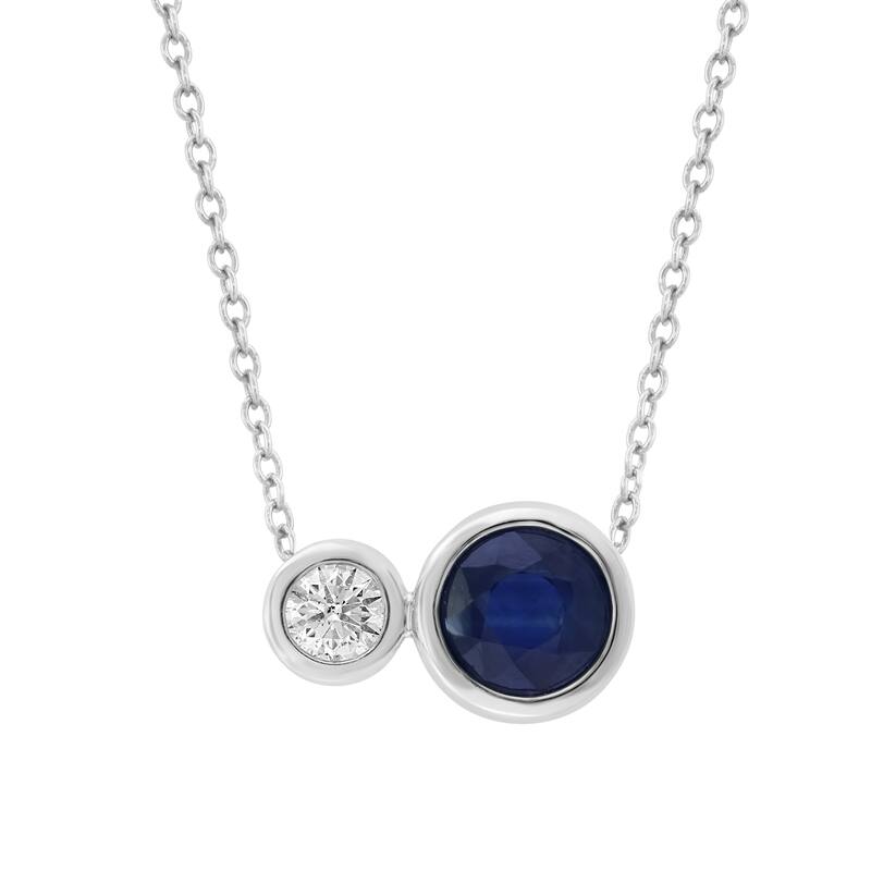 EFFY 14K Gold Diamond Natural Sapphire Two-Stone Pendant Necklace