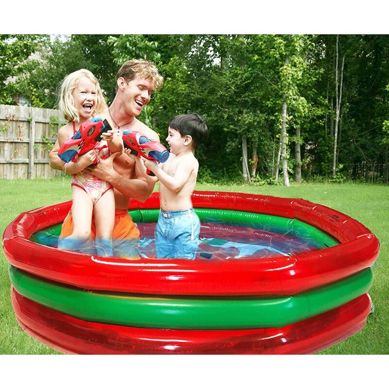 Hoovy 59 Inch 53 Gallon 3 Ring Watermelon Inflatable Kiddie Swimming Pool Set - 3.5