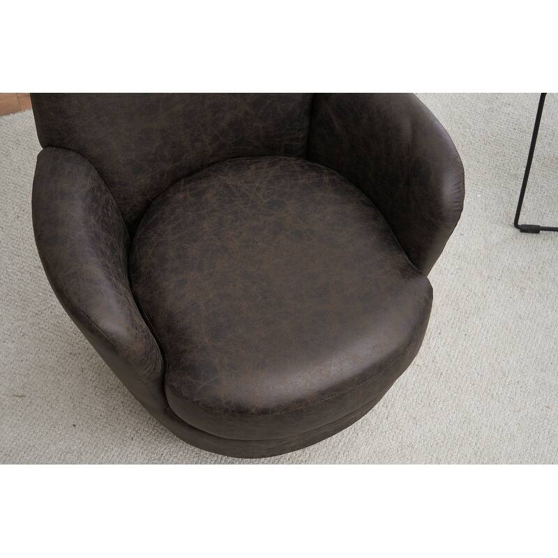 Comfy PU leather Swivel Barrel Chair with Gold Stainless Steel Base