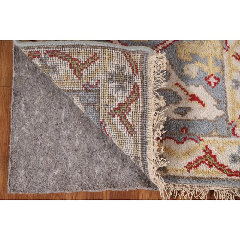 Transitional Grey Oushak Indian Area Rug Hand-knotted Wool Carpet - 2'0"x 3'0"