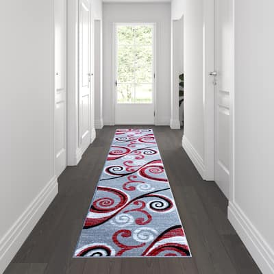 Modern Distressed Swirl Abstract Style Indoor Area Rug