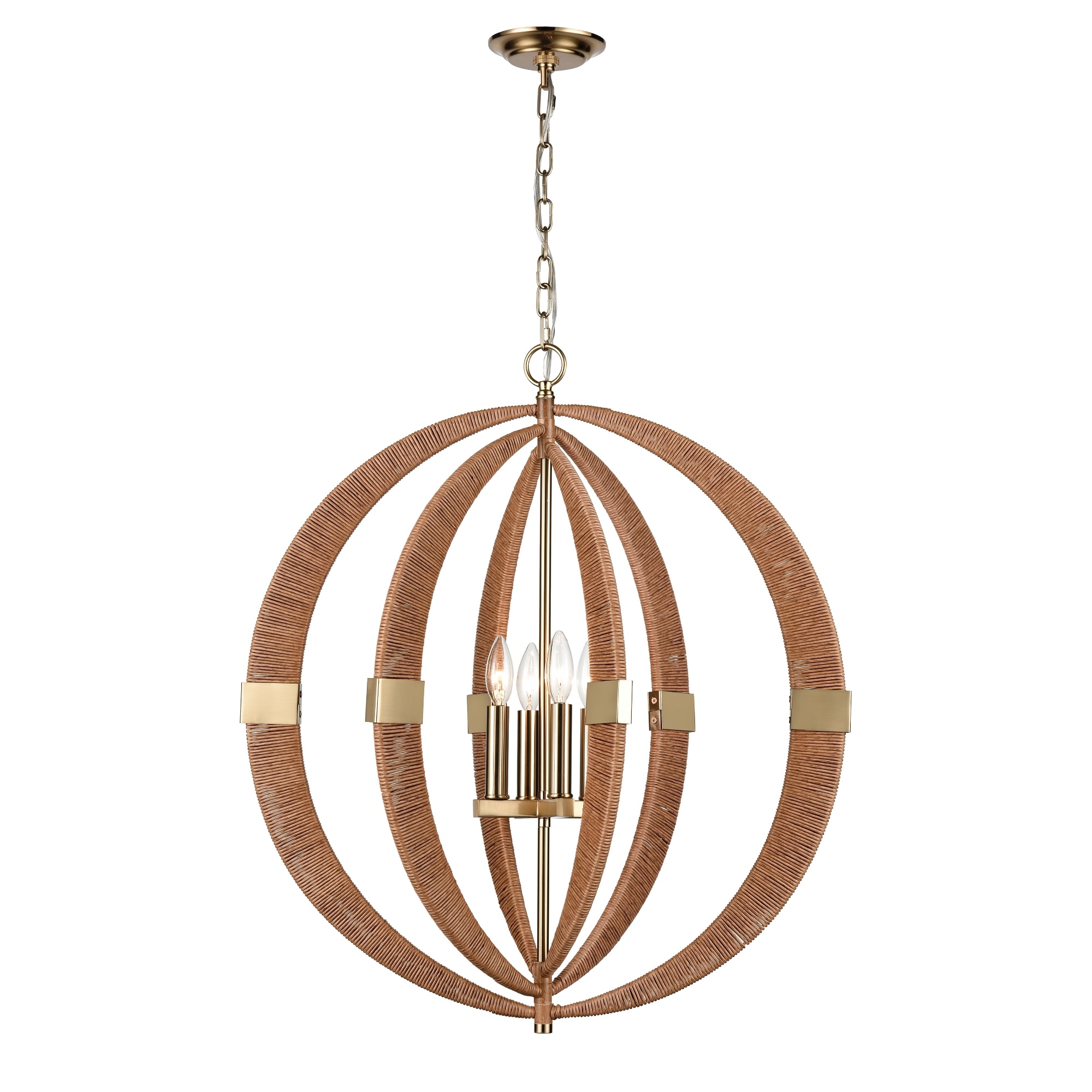 4-Light Open Spherical Ceiling Chandelier - 29" - Brown