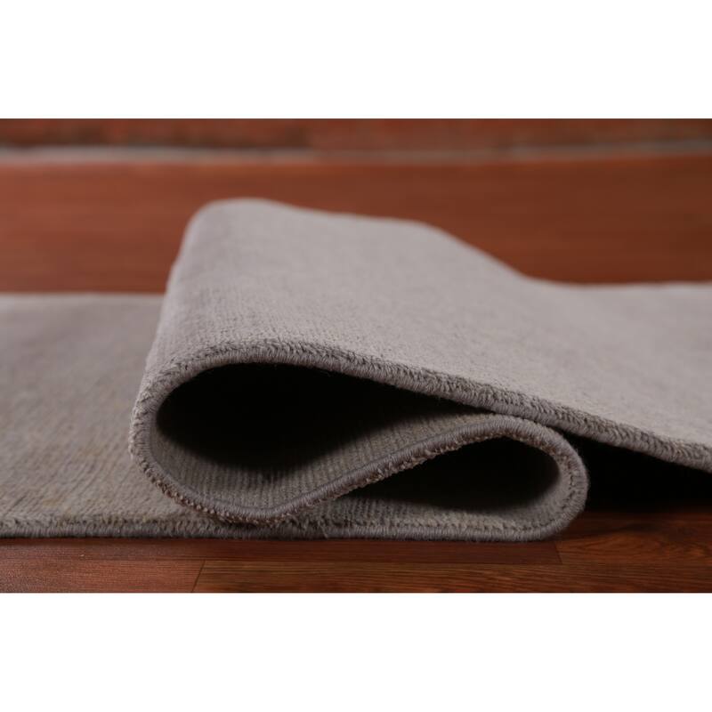 Hand Knotted Oriental 100% Wool Carpet Modern Solid Greys & Charcoal Gabbeh Runner Rug - 10' 4'' X 3' 0''