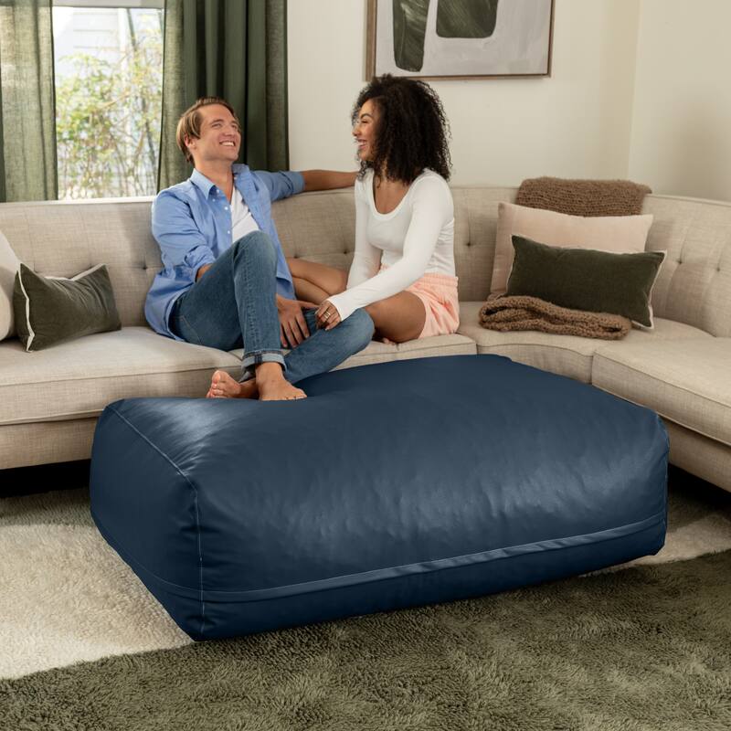 Atrium Collection Lino Ottoman - Oversized Large Couch Ottoman & Lounger - Faux Leather