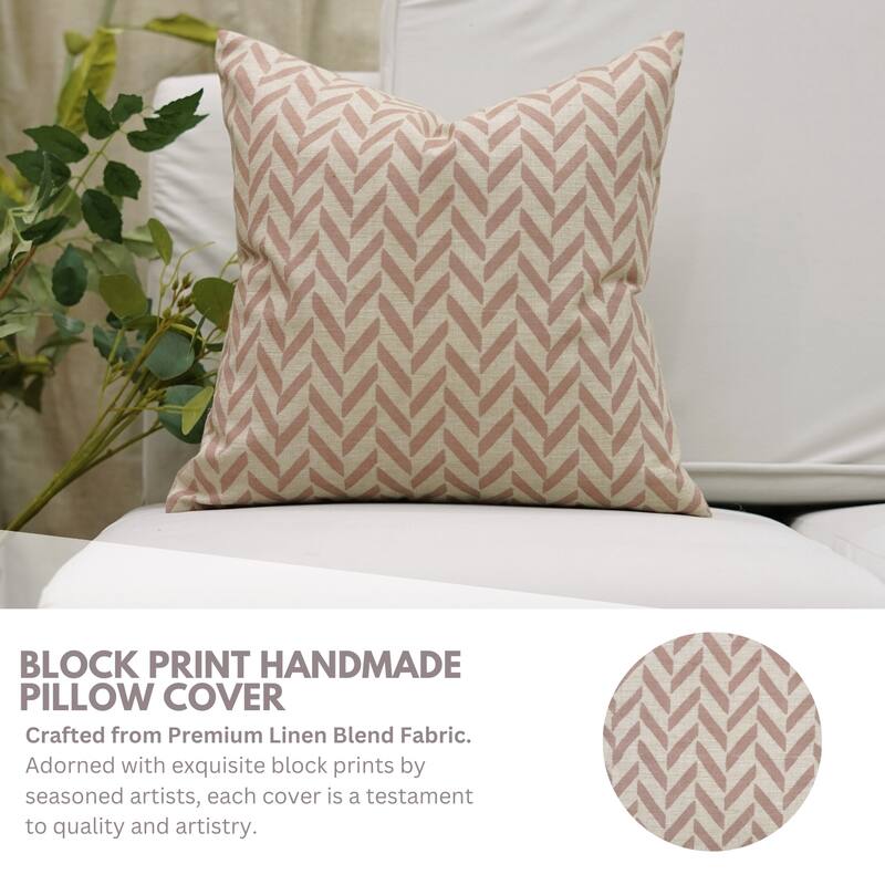 Fabdivine Floral Throw Fall Summer Décor Pink Pillow Cover Handmade Linen, for Farmhouse Guest Room or Couch, Custard Apple
