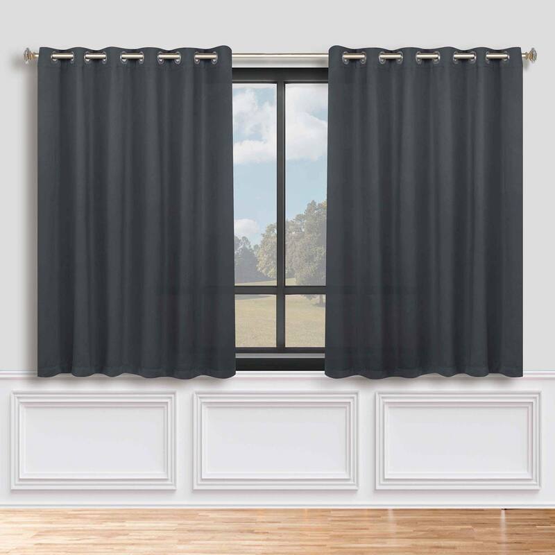 Superior Solid Machine Washable Room Darkening Grommet Blackout Curtains, Set of 2