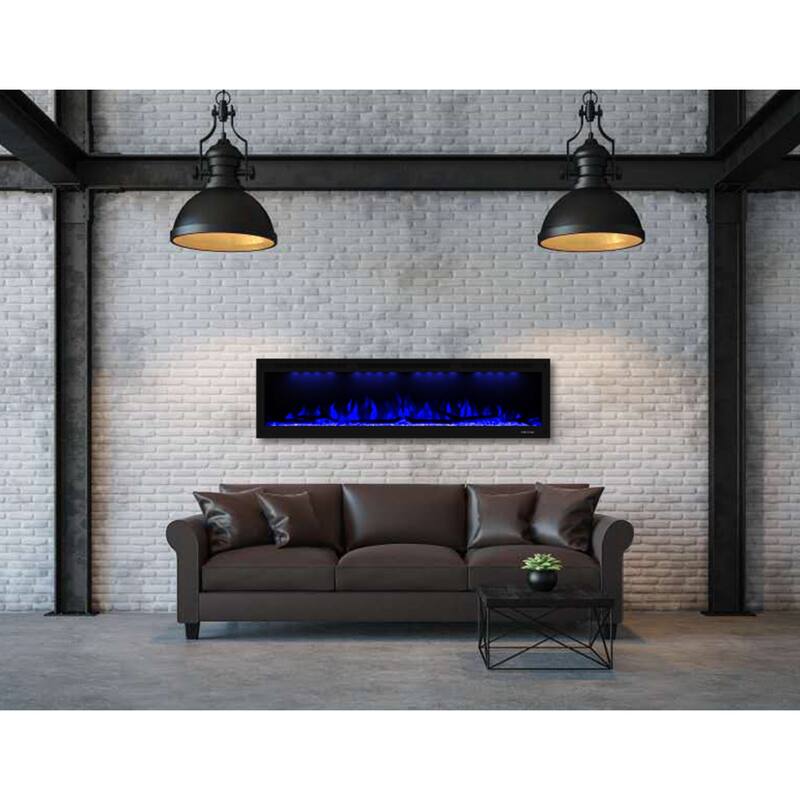 Clihome 66" LED Wall-Mount Electric Fireplace