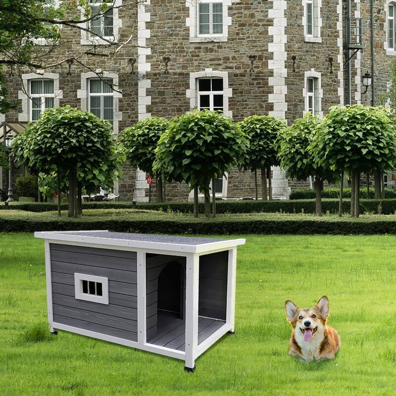 Wooden Dog House Dog Crate with Porch Deck Outdoor Puppy Dog Kennel Waterproof Dog Cage Dog Room for Living Room