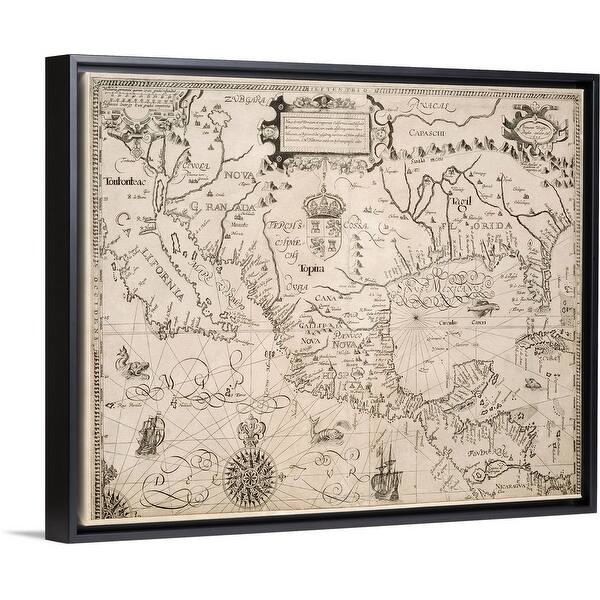 Shop Map Of California And Mexico Black Float Frame Canvas Art