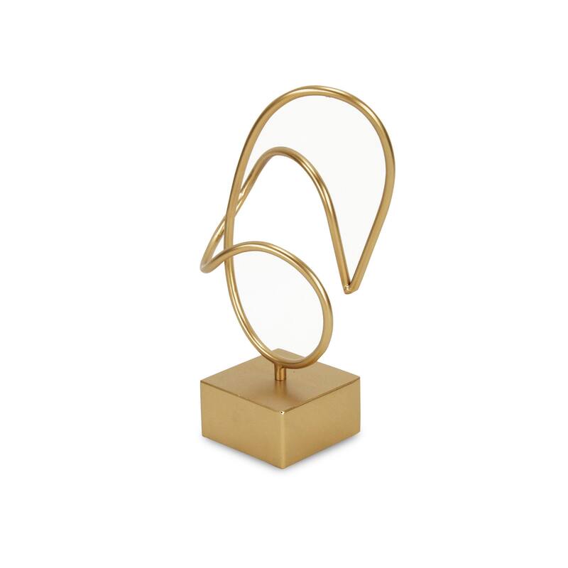 HomeRoots 12" Gold Metal Hand Painted Sculpture - 6.5' X '11.75' X '4.75