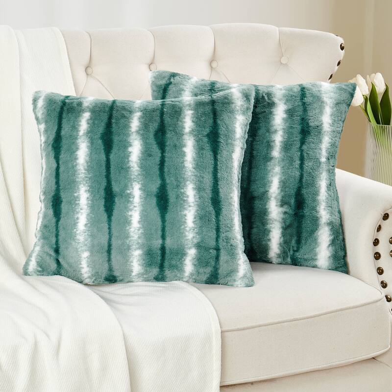 Amanda Stripe fauxfur Throw Pillow Covers Set of 2, NO INSERT