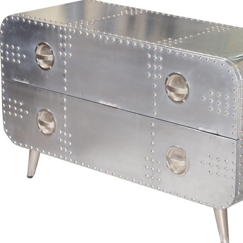HomeRoots 44" Silver Aluminum Enclosed Storage TV Stand - 44' X '26' X '16
