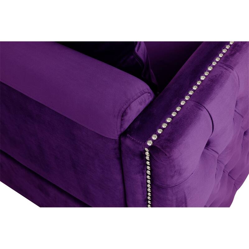 Velvet Sofa with 3 Pillows