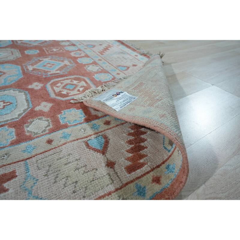Hand-Knotted Wool Rust Traditional Geometric Modern Knotted Rug - Timeless Craftsmanship and Modern Elegance