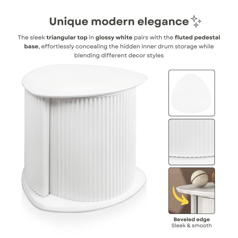 Furniture of America Astra Modern 2-Piece Glossy White Triangle Storage Coffee Table Set