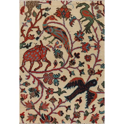Animals Design Ziegler Foyer Rug Hand-Knotted Wool Carpet - 2'0" x 3'0"