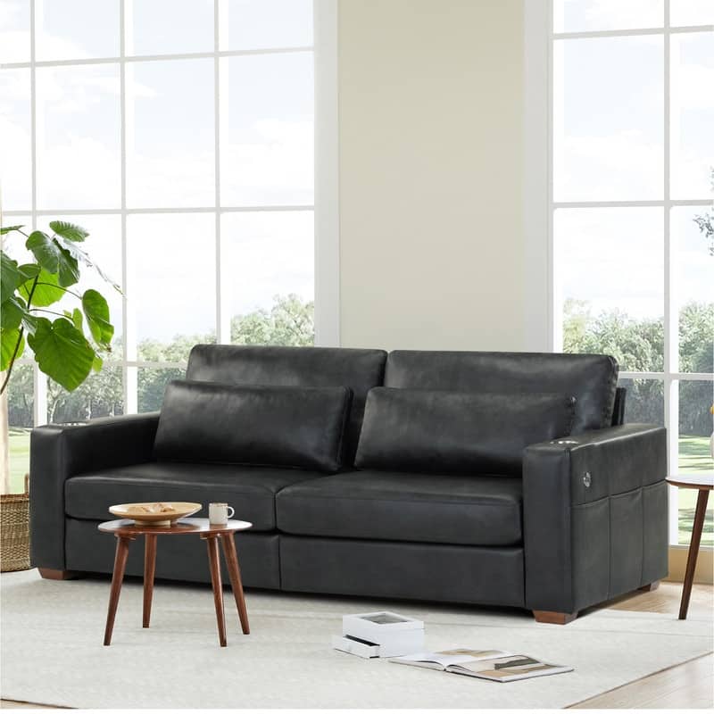 Spruce & Spring Ezra 89" Modern High Back Living Room Sofa with USB & Cup Holders