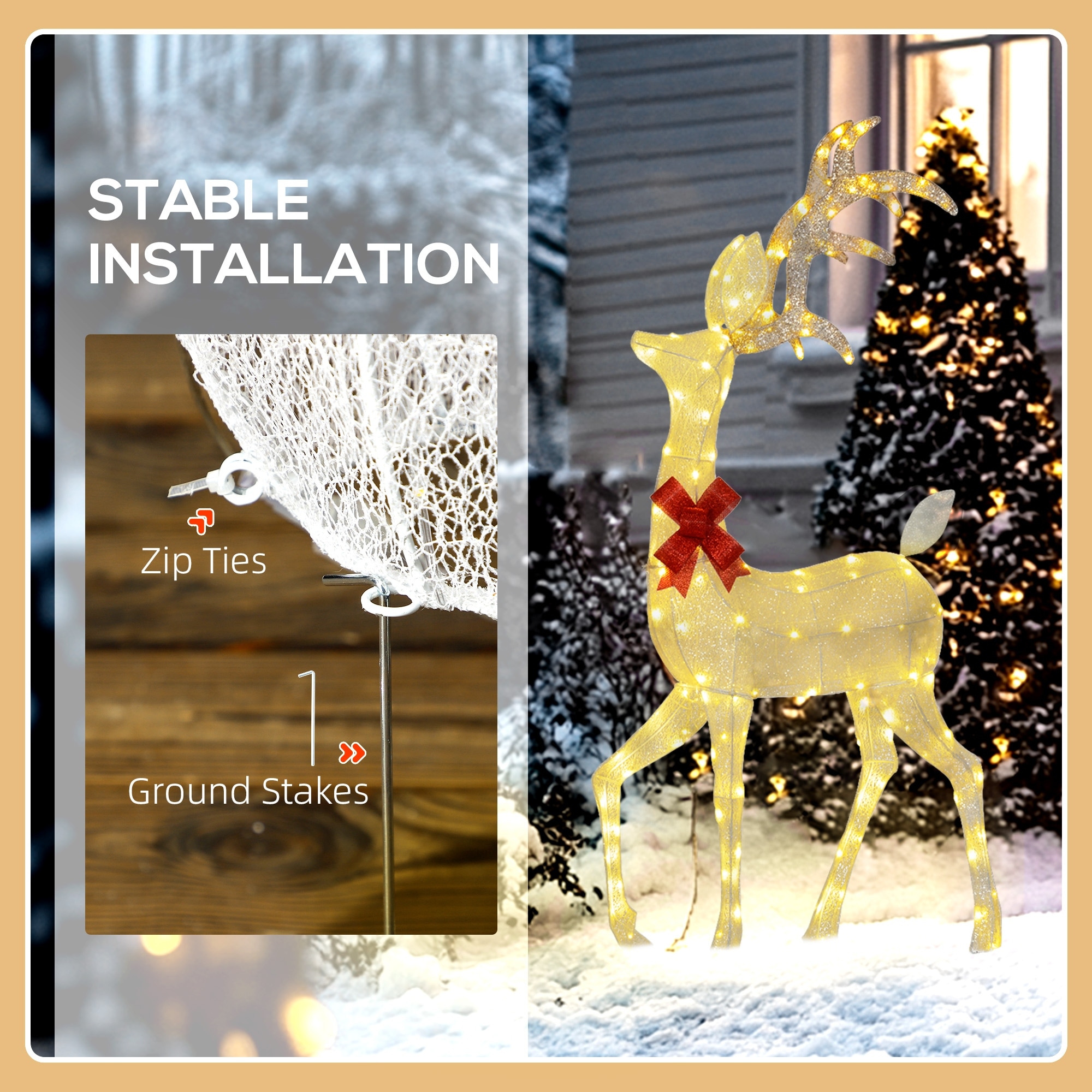 Outsunny Lighted Reindeer Christmas Decoration, 4.5ft 3
