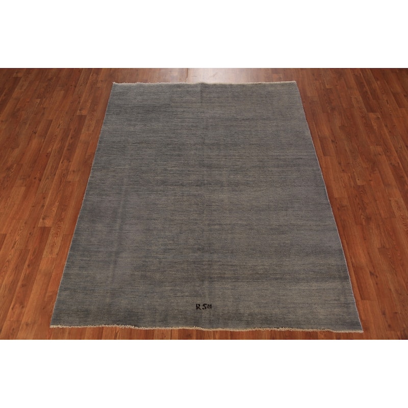 Gray Modern Gabbeh Oriental Area Rug Handmade Bedroom Wool Carpet - 4'11" x 6'5"