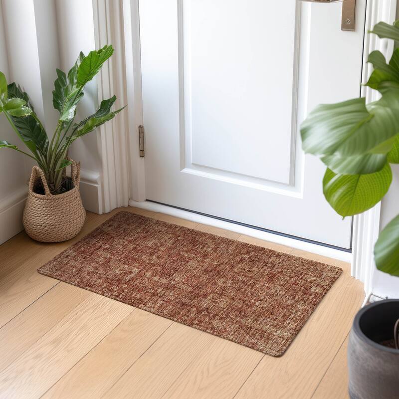 Machine Washable Indoor/ Outdoor Chantille Traditional Vintage Rug - Paprika - 1'8" x 2'6"